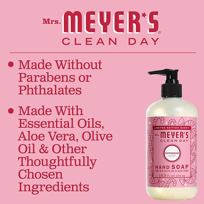 MRS. MEYER'S CLEAN DAY Variety, 1 Mrs. Meyer's Liquid Hand Soap, 12.5 OZ, 1 Mrs. Meyer's Liquid Dish Soap, 16 OZ, 1 CT (Peppermint)