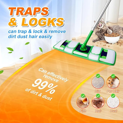 XL Wet Pads Refills for Swiffer XL Dry Sweeping Cloths Reusable XL Wet Mopping Pad Cleaning Cloths Microfiber Mop Pads for Hardwood Floor Cleaning (Green 3 Pack)