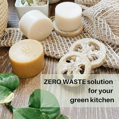 RE: Eco-Friendly Dish Washing Soap Bar with Loofah Holder - Palm Oil Free, Zero Waste, Plastic Free, Free of Artificial Dyes and Fragrance, and Citrus Scented (1 Pk, Citrus)