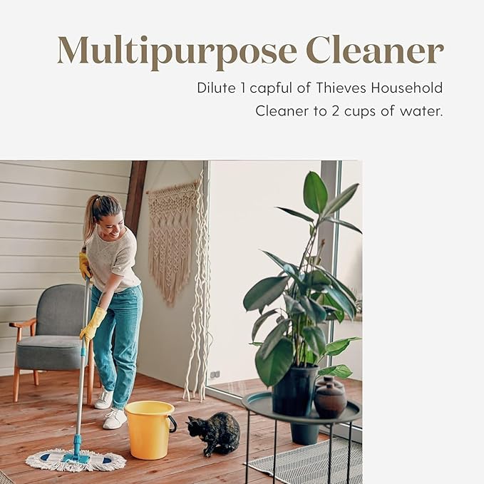 Young Living Thieves Household Cleaner Refill | 64 fl oz | All-Surface Home Cleaner | Plant-Based | Pet-Safe Formula | Water and Essential Oil Infused