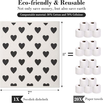 Lucomb 8 Pack Swedish Kitchen Dishcloths, Reusable Dish Cloth Paper Towels Washable Decorative Cleaning Cloths Sponge Wipes for Dish Washing, Super Absorbent & Quick Drying