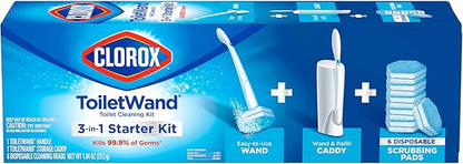 Clorox Toilet Wand Toilet Cleaning Kit, ToiletWand, Caddy and 6 Refills (Pack May Vary)