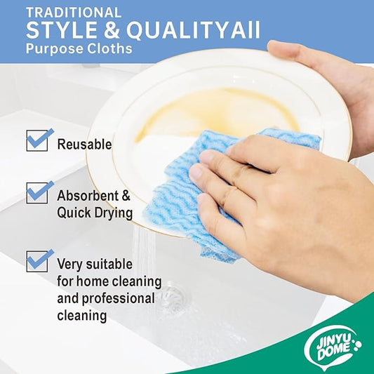 Handi Wipes Reusable Cloth Disposable Cleaning Cloth Kitchen Dish Cloth Dish Towels Dry Blue Washable Wipes Dish Towel Rolls, Soft Durable And Absorbent, 2 Rolls,Total Pack Of 200, Blue