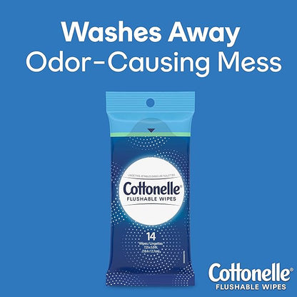 Cottonelle Flushable Wipes, 24 Individually Wrapped Packs, 14 Wipes Each Pack (336 Wipes Total)