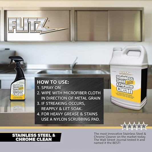 Flitz Stainless Steel Cleaner and Polish For Appliances, Streak Free Shine for Refrigerators, Dishwashers, Sinks, BBQ Grills, Ovens and More, 16 oz, 6 Pack