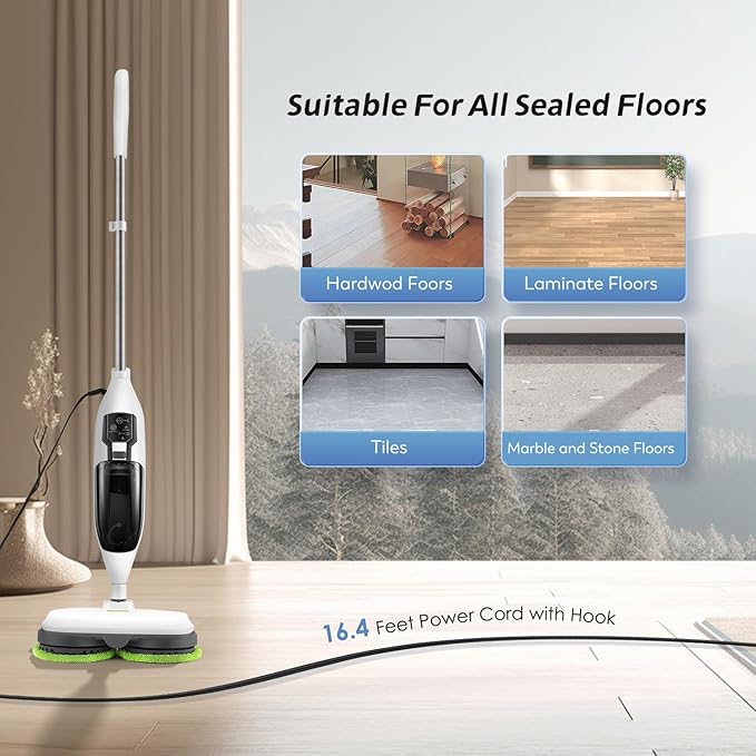 15 in 1 Steam Spin Mop Cleaner Machine with Handheld Unit for Cleaning Electric Steamer Mops for Hardwood Laminate Floor, Grout Tile, Car 120V