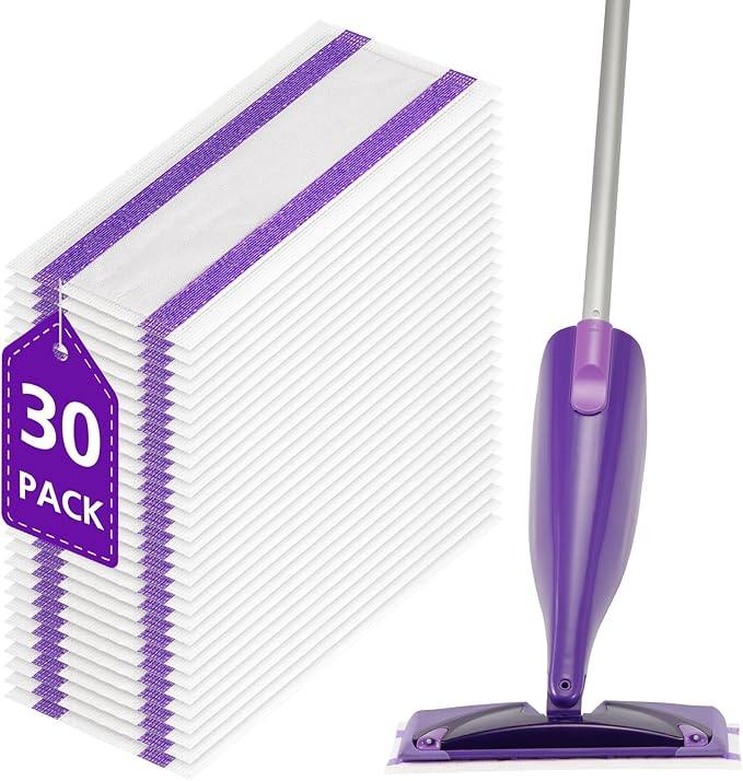 30 Count Spray Mop Pad Refill for Swiffer WetJet Hardwood and Floor Spray Mop, Disposable All Purpose Multi Surface for Floor Cleaning, Thickness Microfiber Clean Pads Replacement