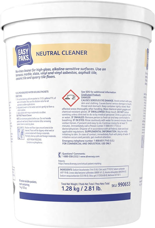 Diversey 990653 Easy Paks Neutral Cleaner, Cleans High Traffic Glossy Floors, Pine Scent, 90-Paks per Container (Pack of 2)