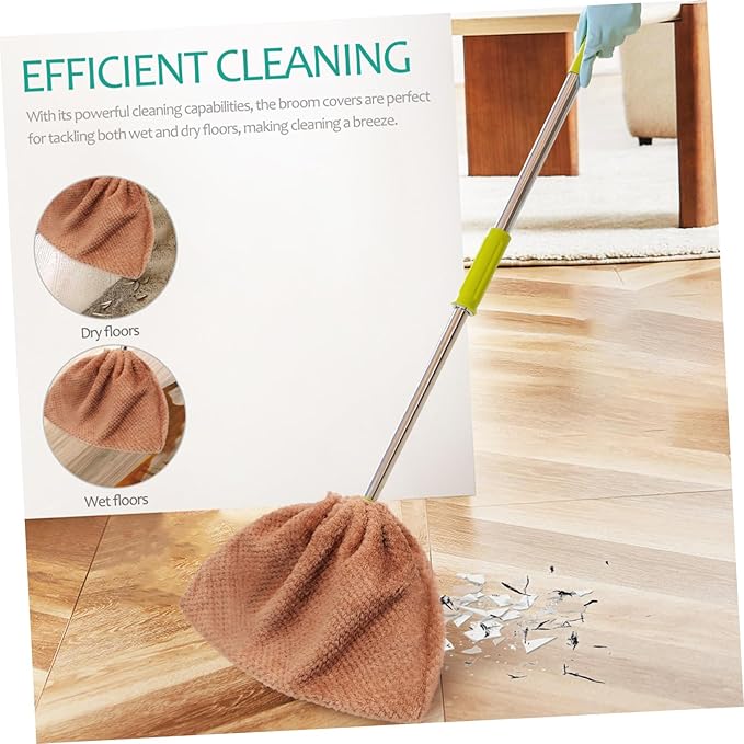 3pcs Multifunctional Lazy Broom Cloth Cover Broom Covers Broom Replacement Cloth Water Absorption Broom Cover Foot Shoes Mop Pads Broomstick Mop Cover One Body Coral Fleece