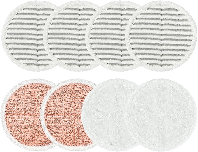 8 Pack Mop Pads Replacement Compatible with Bissell Spinwave Mop 2124 2039 2037 2039A Series, Mop Pads for Bissell Spinwave Hard Floor Mop (2 Heavy Scrub Pads, 2 Soft Pads, 4 Scrubby Pads)