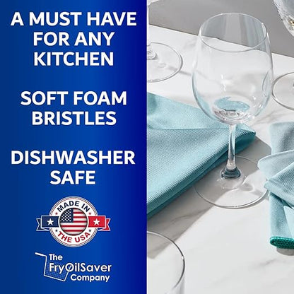 Glassware Cleaning Brush Kit, Pack of 3 Home Decanter Cleaning Brush , Non-Scratch Cleaner Brush for Narrow Neck Wine Glass, Beer Bottle, Glass Cleaner Brush for Bar & Restaurants by FryOilSaver Co.