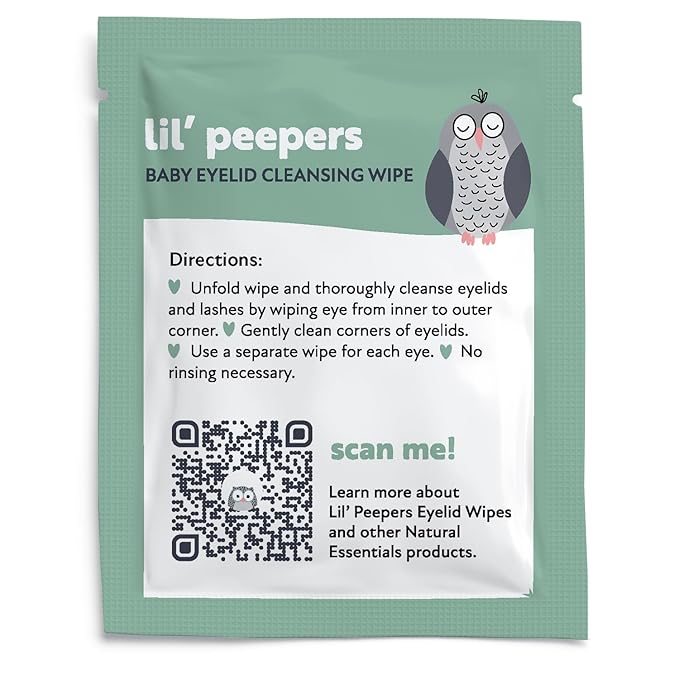 Lil' Peepers Baby Eye Wipes and Eyelid Cleanser, Preservative-Free & Rinse-Free, Pediatrician Recommended Hypoallergenic Soft Eyelid Wipes for Babies, Kids and Adults (30 Count)