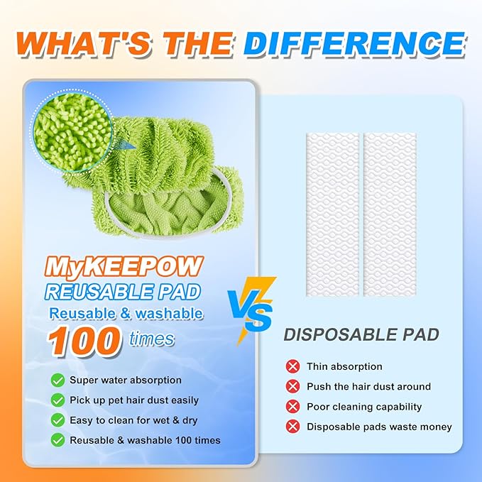 Reusable Mop Pads for Swiffer Sweeper XL Mop, MyKEEPOW Dry Wet XL Sweeping Refill Pads for Floor Cleaning, 3 Pack