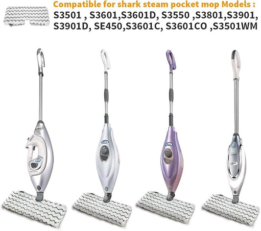 2PCS Replacement Steam Mop Steam Cleaner Pads Pro for Shark Professional Steam Pocket Mop S3501 S3601 S3601D S3550 S3801 S3901 S3901D SE450 Steamer Pads Floor Cleaning Pads Washable