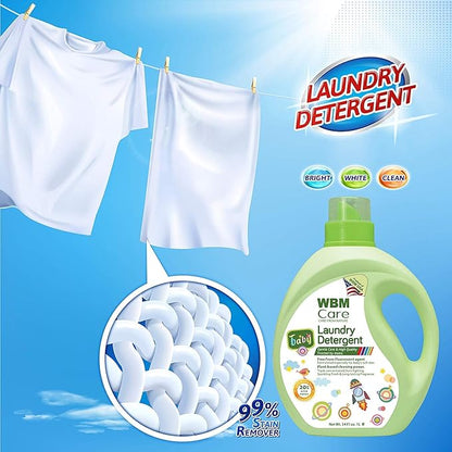Plant-Based Laundry Detergent Liquid – 34 fl oz, 50 loads total. Eco-friendly formula for powerful cleaning, gentle on fabrics, and safe for the environment