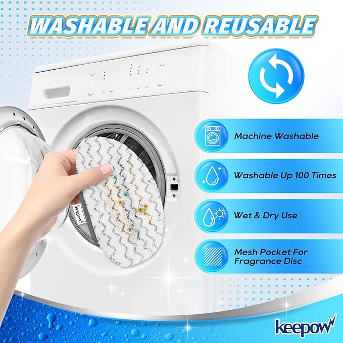 KEEPOW Steam Mop Pads 6 Pack for Bissell Powerfresh 1940 1544 1440 Series Floor Steamer Hard Floor Cleaner Microfiber Rags Replacement Parts for Bissell Model 1544A 2075A 1806 5938 1940W 19404 1940A