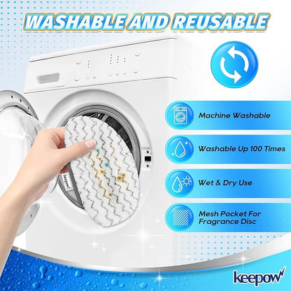 KEEPOW Steam Mop Pads 6 Pack for Bissell Powerfresh 1940 1544 1440 Series Floor Steamer Hard Floor Cleaner Microfiber Rags Replacement Parts for Bissell Model 1544A 2075A 1806 5938 1940W 19404 1940A