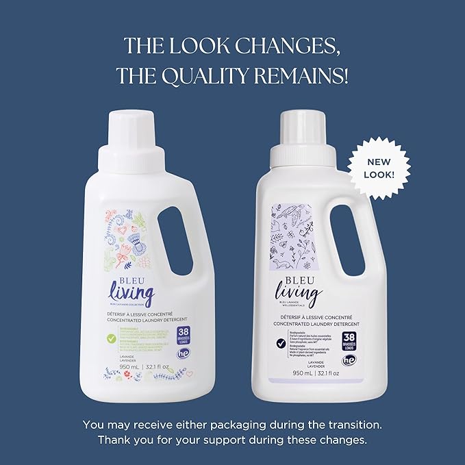 Bleu Lavande - 3 Pack Natural Liquid Laundry Detergent - Concentrated Detergent - Biodegradable - Pure Lavender Essential Oil - No Phosphates - No artificial fragrances - 3x 32.1 Fl Oz