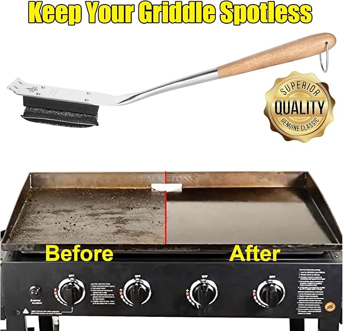 18” Steam Grill Brush Bristle Free,Safe Grill Cleaner for Outdoor Grill,Replaceable Head Grill Scraper Tool,BBQ Grill Cleaning Brush Kit,Grill Brush BBQ Accessories,Gifts for Men/Dad