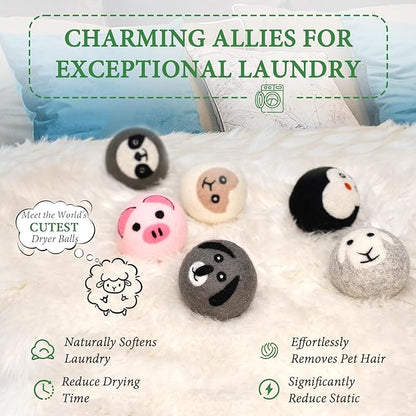 Wool Dryer Balls XL 6Pack Eco Dryer Balls-Dryer Balls Laundry Reusable-Softens Laundry Naturally Reduces Drying Time & Static No More Dryer Sheets with Storage Bag