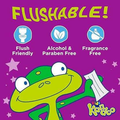 Flushable Wipes for Baby and Kids by Kandoo, Sensitive and Unscented Formula, Hypoallergenic Potty Training Wet Cleansing Cloths, 50 Count, Pack of 12