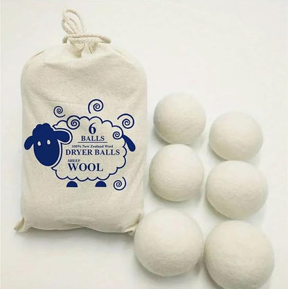 Wool Dryer Balls Pack of 6, 100% New Zealand Wool dryer balls,Chemical free, Natural Fabric Softener, dryer balls,Hypoallergenic