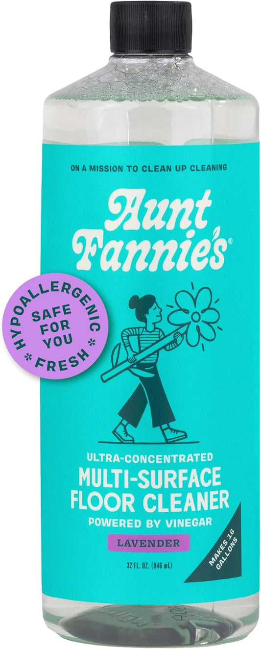 Aunt Fannie's Ultra Concentrated Floor Cleaner Vinegar Wash, Multi-Surface Floor Cleaner For Mopping, Makes 16 Gallons, Lavender Scent, 32 oz. (Pack of 1)