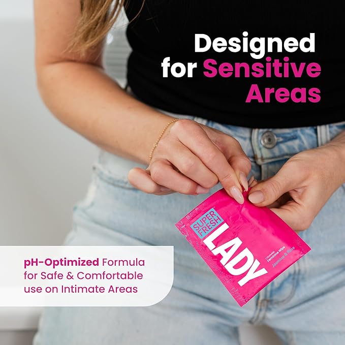 Super Fresh Lady Parts Feminine Wipes Flushable pH Balanced Wet Wipes for Women Safe for Privates Body Booty and Face Perfect for Travel Daily Intimate Hygiene Stay Fresh Anywhere Pack of 20 Wipes