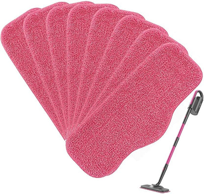 8 Pack Steam Mop Pads Compatible with Schenley Steam Mop Cleaner and Dupray Neat Steam Cleaner - Washable Reusable Wet & Dry Cleaning - Microfiber Mop Pad Refill for Multi-Surface Floor (Pink)