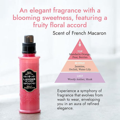 Natural Fabric Conditioner for Sensitive Skin, Plant-Based Laundry Softener for Baby& Pet, Reduces Fabric Wrinkles, Long-Lasting Scent & Odor Control from Japan, FRENCH MACARON, 20.3 Fl Oz, 3EA