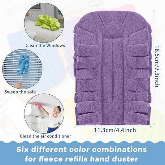 Zubebe 12 Pcs Heavy Duty Duster Refill Reusable Fleece Duster Refills Multi Surface Washable Cleaning Pads for Home, Blinds, Fans, Corners, Furniture (Rainbow Colors)