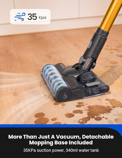 Proscenic Vacuum Cleaners for Home, P11 Mopping Wet Dry Cordless Vacuum and Mop Combo All in one, High Suction Vacuum with LED Display, Long Runtime Ease of use Vacuum for Pet Hair(Yellow)