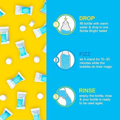 Bottle Bright - Clean Stainless Steel, Thermos, Tumbler, Insulated and Reusable Water Bottles – Cleaning Tablets are Easy and Safe to Use