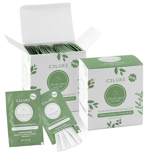 Fresh One Hand-Body-Face Cleaning Water Wipes (Men, Women, Kids) - All Natural Gentle, Sensitive Skin, Deodorizing, Flushable Individually Wrapped Travel Wipes (70)