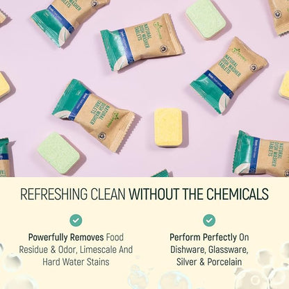 Natural Dishwasher Detergent Tablets - Plant Based Alternative Refill Pack Dishwashing Tabs - Eco-Friendly And Plastic Free Way To Cleaner Dishes - 30/60/90 Refills Dish Washer Soap Pods (90 Pack)