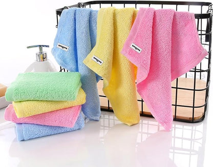 Bamboo Microfiber Cleaning Cloth-8Pcs Kitchen Wash Cloths,Wood Fiber Window Glass Rags,Micro Fiber Cloth for Cleaning Suitable for Dishes,Car Towel Rag Made From Baby Washcloths Material (yellow)