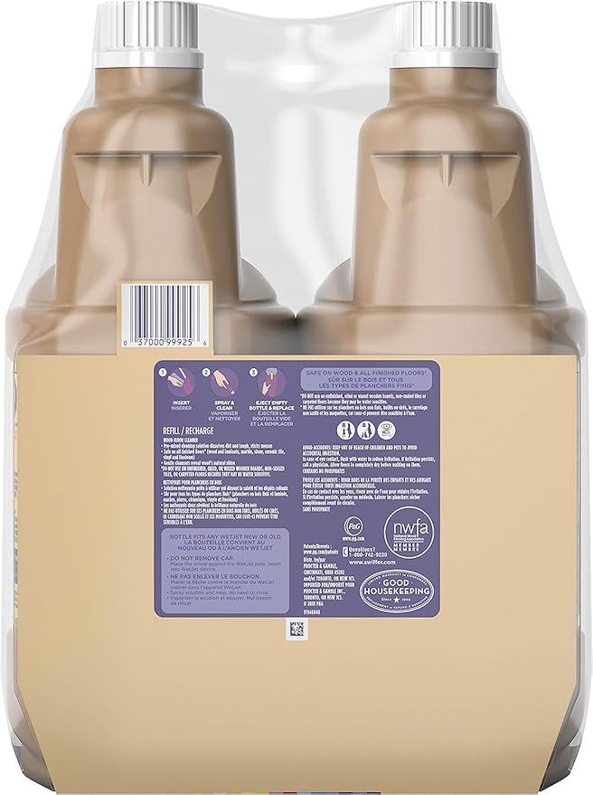 Swiffer Wetjet Wood Floor Cleaner Solution Refill, 42.2 Oz - 2 Pack