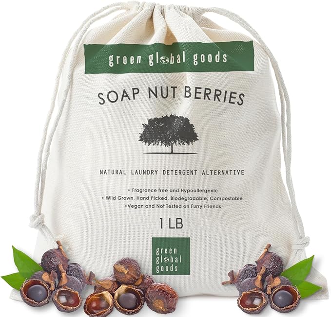100% Natural Soap Nuts 1lb (0.45kg) – 180 Loads | Deseeded Natural eco nuts soap berr with 1 Wash Bag | Eco-Friendly Laundry Detergent | Chemical-Free, Fragrance-Free, Non-Toxic, Multi-Purpose Cleaner