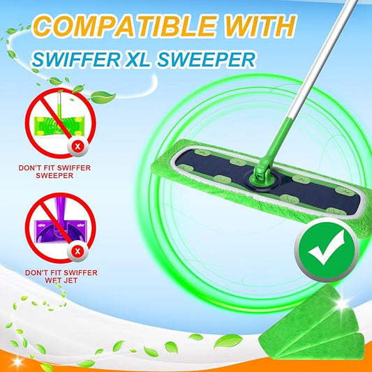 Reusable Microfiber Mop Pads for Swiffer - XL Dry Sweeping Cloths & Wet Pads Refills - Heavy Duty Mopping Cloths for Floor Mopping and Sweeping, 4 Pack