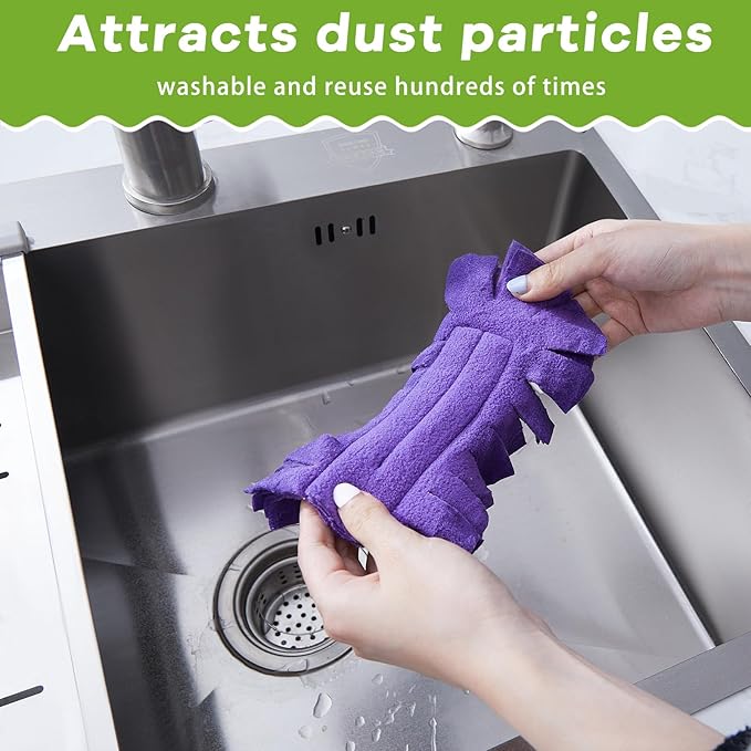 Zubebe 15 Pcs Heavy Duty Duster Refill Reusable Fleece Duster Refills Multi Surface Washable Cleaning Pads for Home, Blinds, Fans, Corners, Furniture (Dark Color)