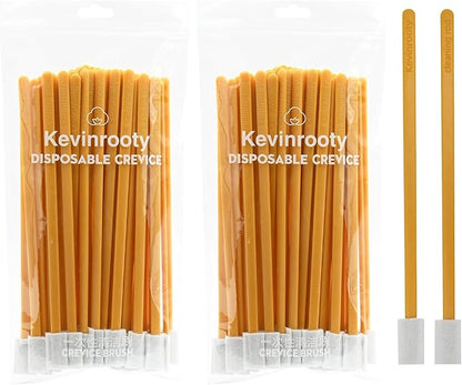 100PCS Crevice Cleaning Brush Tool Kit, Disposable Toilet Brush & Seat Cleaner (Yellow)