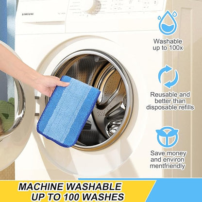 18 Inch Reusable Mop Pads Microfiber Spray Mop Replacement Heads for Wet/Dry Mops Compatible with Bona Floor Care System (6 Pack)