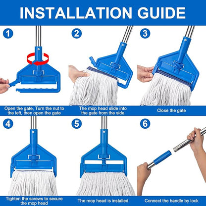 KeFanta Commercial Mop 60 inch Heavy Duty Industrial Wet Mops with Long Handle,Looped-End String Cotton Mop for Home, Kitchen,Garage,Office and Concrete/Tile Floor Cleaning