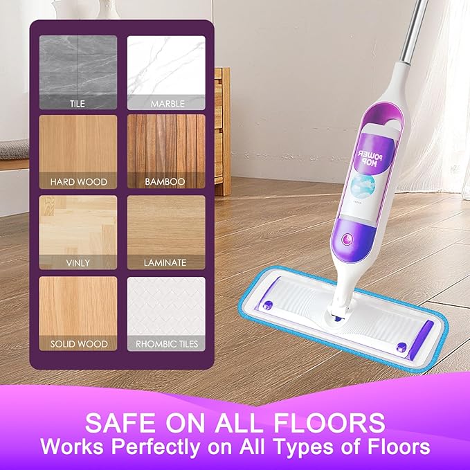 Reusable Power Mop Refill Pads for Swiffer Power Mop Starter Kit - Swifter Powermop Pads Refills - Multi-Surface & Wood Mopping Pad Refill for Floor Cleaning - Washable Microfiber Pad, 4 Pack