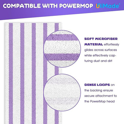 48 Pack Mop Pads Compatible with Swiffer Powermop, Washable Microfiber Pads Replacement for 13 ''-14.5 '' Mops - PowerMops Refills for Most Floor Types