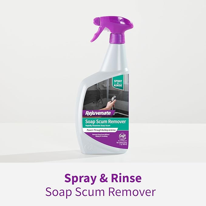 Rejuvenate Scrub Free Soap Scum Remover Shower Glass Door Cleaner Works on Ceramic Tile, Chrome, Plastic and More (2 Bottles x 24oz)