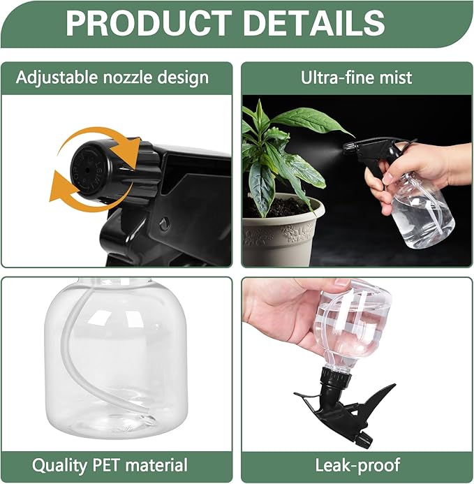 20 Pieces Plastic Spray Bottles Bulk 8 oz/250ml Small Spray Bottles Empty Spray Bottles Sprayer for Hair Mister Spray Bottle Watering Plants Showering Pets
