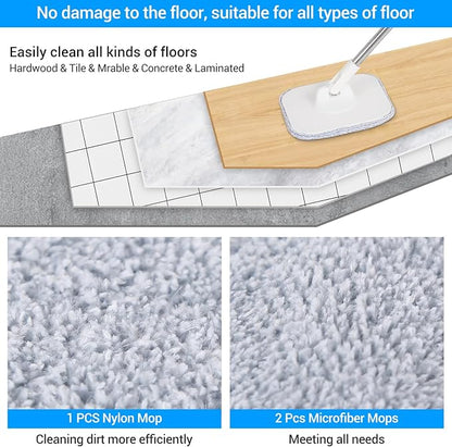 Spin Mop and Bucket with Separate Dirty and Clean Water for Floor Cleaning Spinning Mop