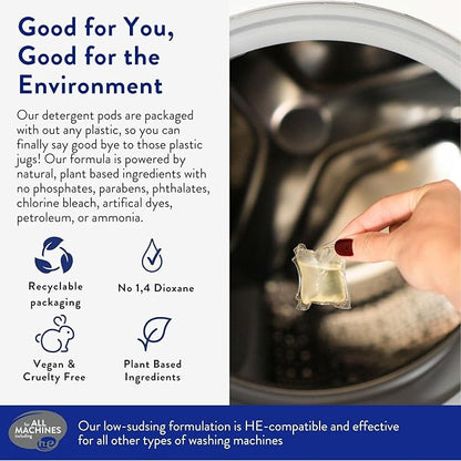 The Clean People Laundry Detergent Pods - Hypoallergenic Laundry Pods - Ultra Concentrated, Recyclable Packaging, Stain Fighting - Peppermint, 96 Pack