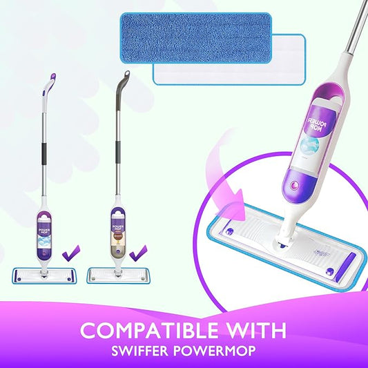 Reusable Power Mop Refill Pads for Swiffer Power Mop Starter Kit - Swifter Powermop Pads Refills - Multi-Surface & Wood Mopping Pad Refill for Floor Cleaning - Washable Microfiber Pad, 4 Pack